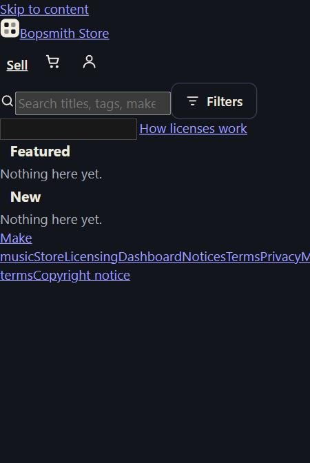The live store on a phone before the hotfix: bare links and default type, scrolling sideways, because its stylesheet never loaded.