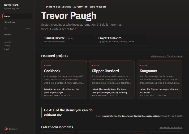 The new home page in Darkroom, on the day it landed.